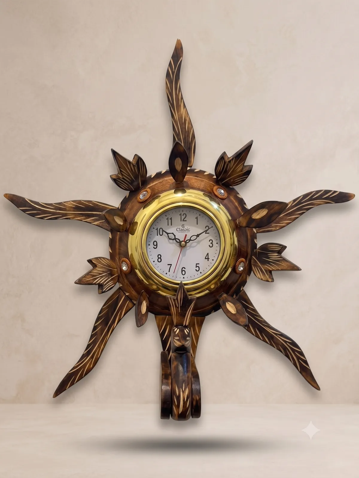 Sunburst Wall Clock with Deer Accent — Handmade_Wooden_Sun_Wall_Clock___Decorative_Sunburst_Wall_Clock_with_Deer_Accent___Rustic_Luxury_Home_DEcor_2M3X5OC3MU_2026-0.webp