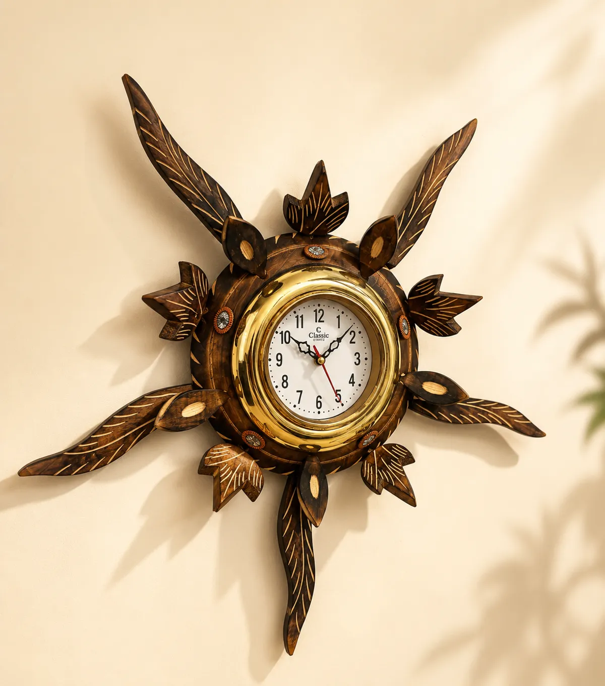 Sun-Style Round Wall Clock — Handmade_Sun_Style_Wooden_Round_Wall_Clock_For_Living_Room___Decorative_Sunburst_Clock_With_Brass_Accents_7T7HCMJ9NU_2026-0.webp
