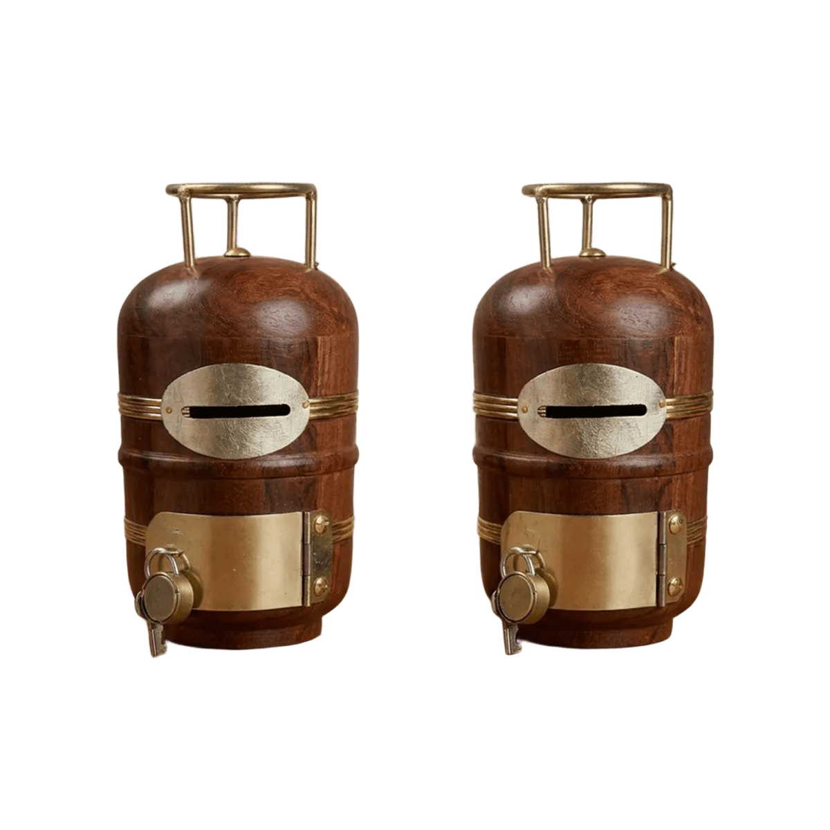 Vintage Money Bank with Brass Accents — Pair — Vintage Money bank with brass accents.png